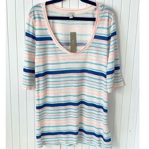 NWT J. Crew Multi-Stripe Elbow-Length Tee, Size S